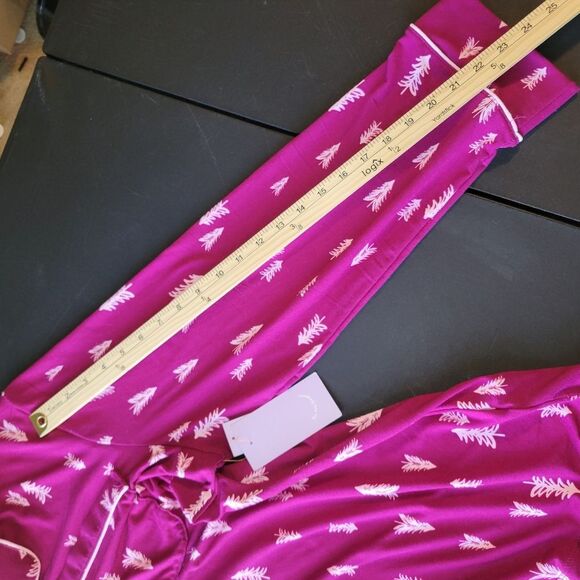 New Joyspun Magenta Christmas Tree Pajama Set 2X - Picture 11 of 15